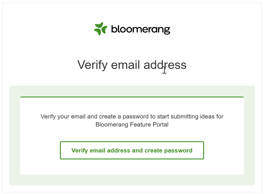 Screenshot of the verification email. Click "Verify email address and create password".